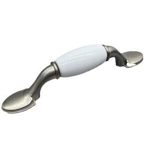 Allen Roth Pull White Porcelain And Satin Nickel Finish 3” Center Lot Of 4 {63}